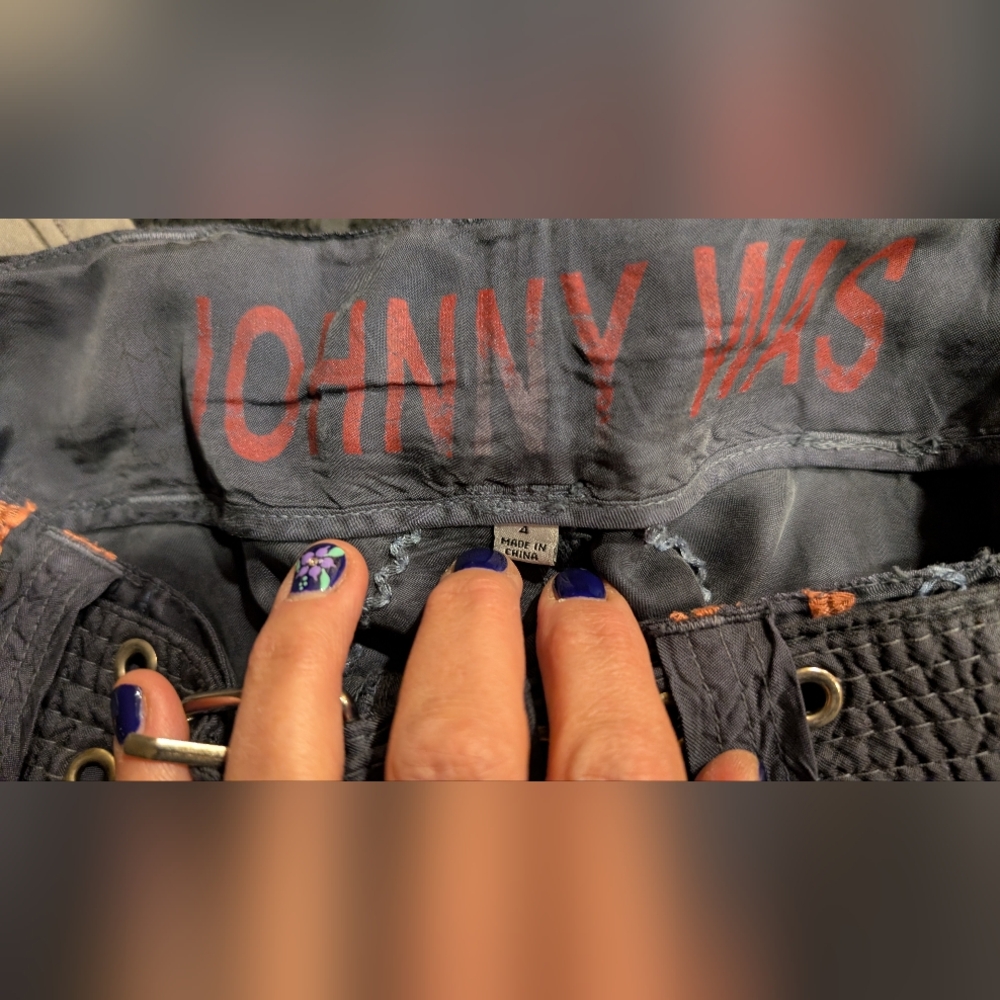 Johnny Was Dark Cargo Pants with Colorful Patterns (Runs Large) - Picture 5 of 7